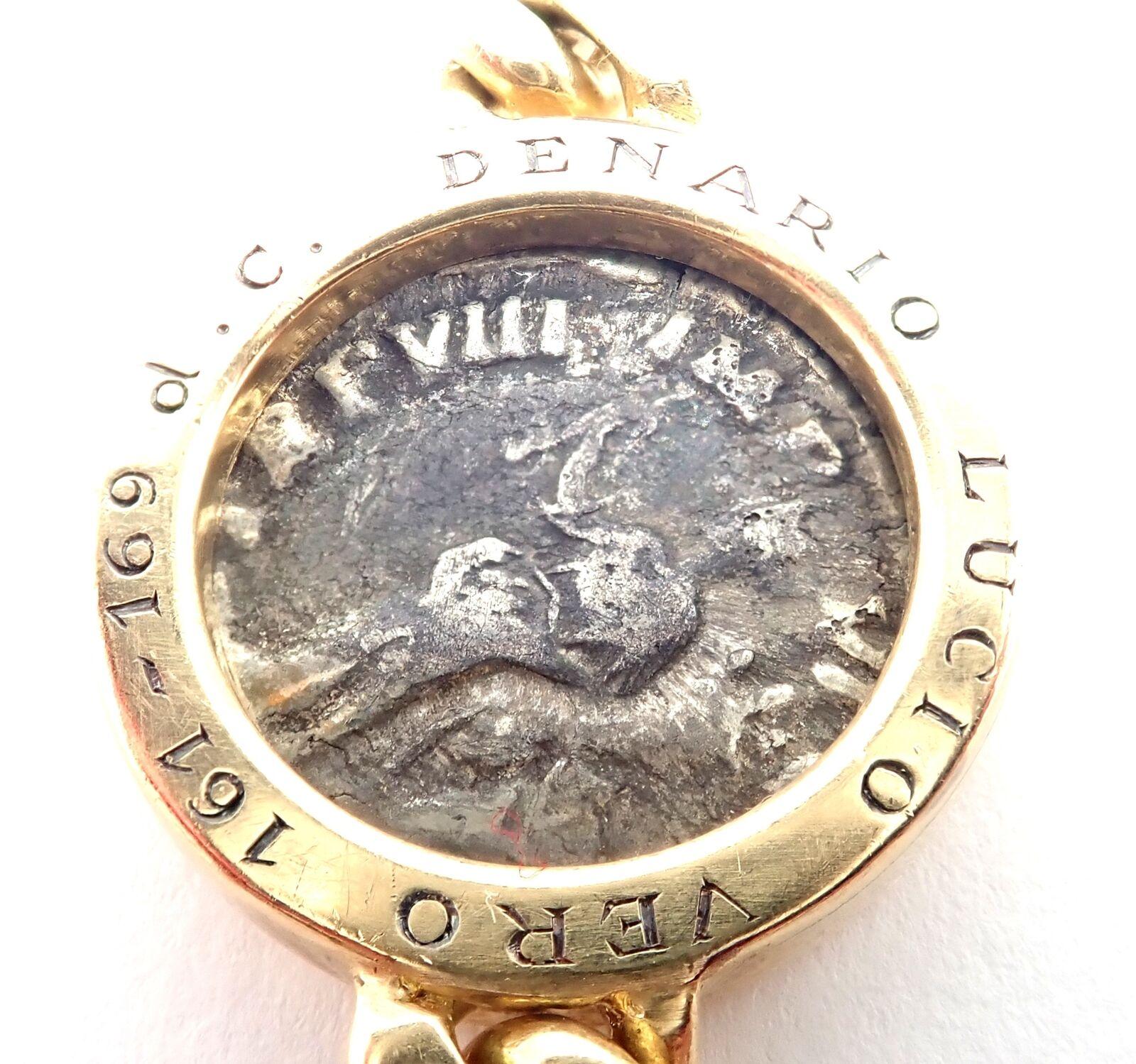 Bulgari Vintage Gliederhalskette aus Gelbgold mit sieben antiken Münzen, Vintage im Angebot 4