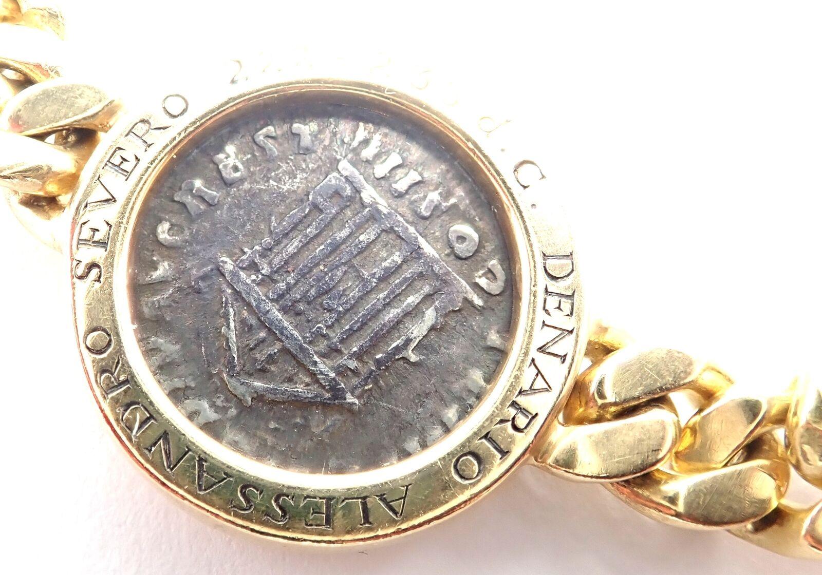 Bulgari Vintage Gliederhalskette aus Gelbgold mit sieben antiken Münzen, Vintage im Angebot 5