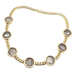 Vintage Bulgari Seven Ancient Coins Yellow Gold Link Necklace