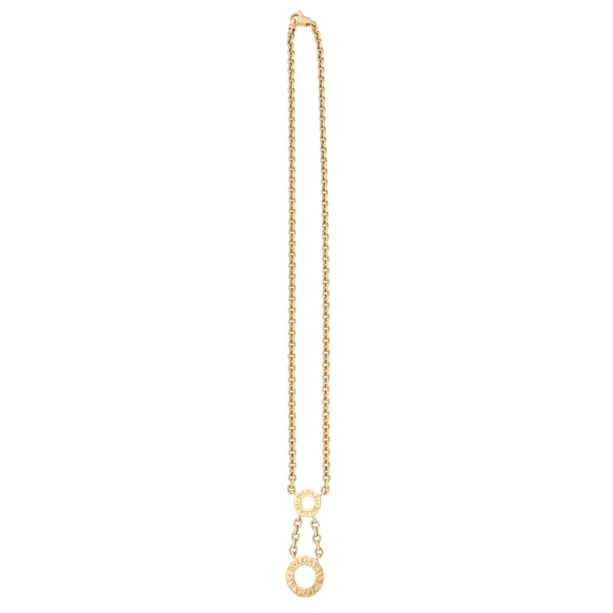 Bulgari Signature Doppelkreis-Halskette aus Gelbgold in Gelbgold, Vintage (Moderne)