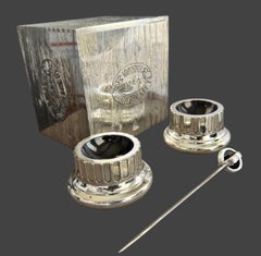 Vintage Bulgari sterling silver and onyx column bowls, 20ème siècle