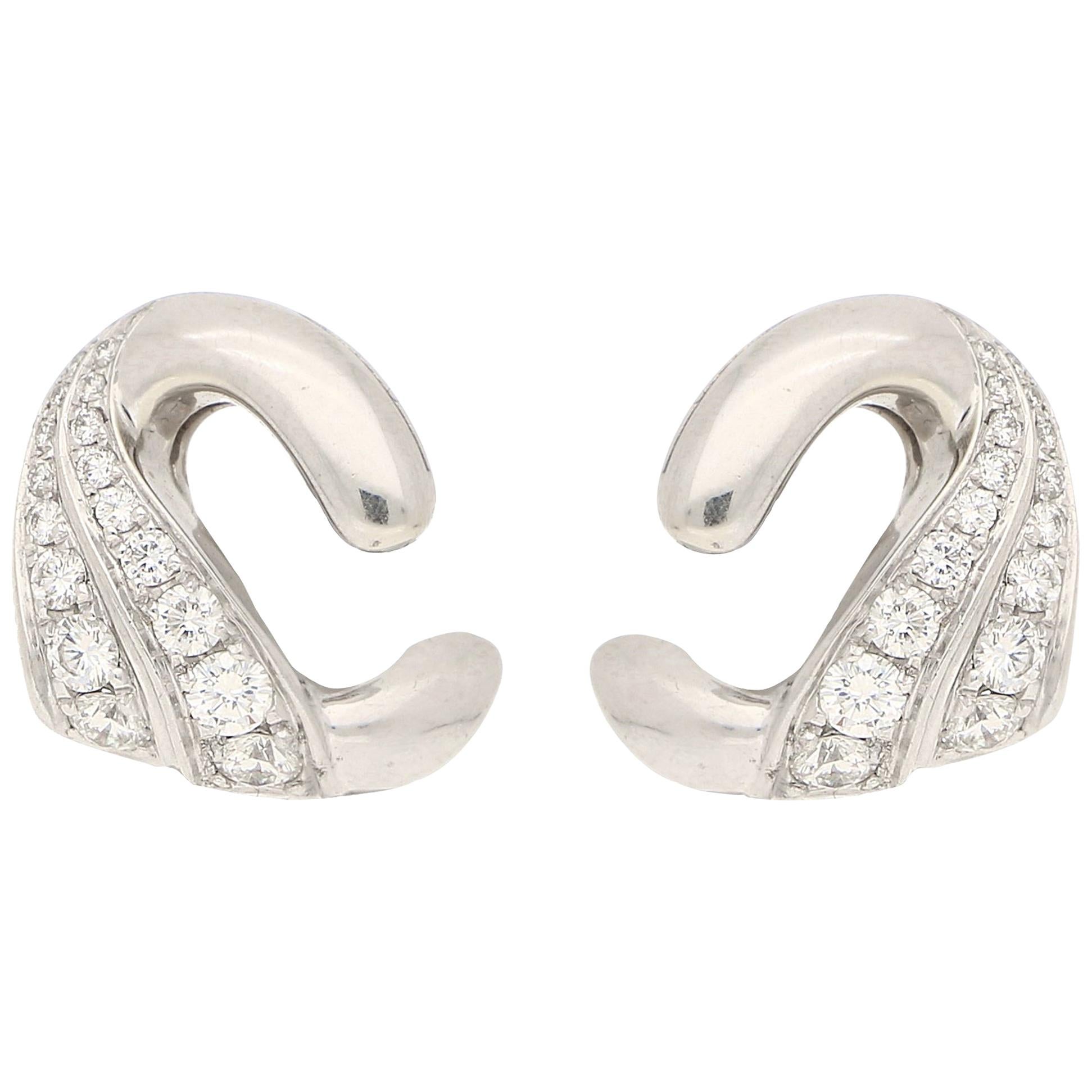 Vintage Bvlgari Diamond Clip-On Earrings in White Gold For Sale