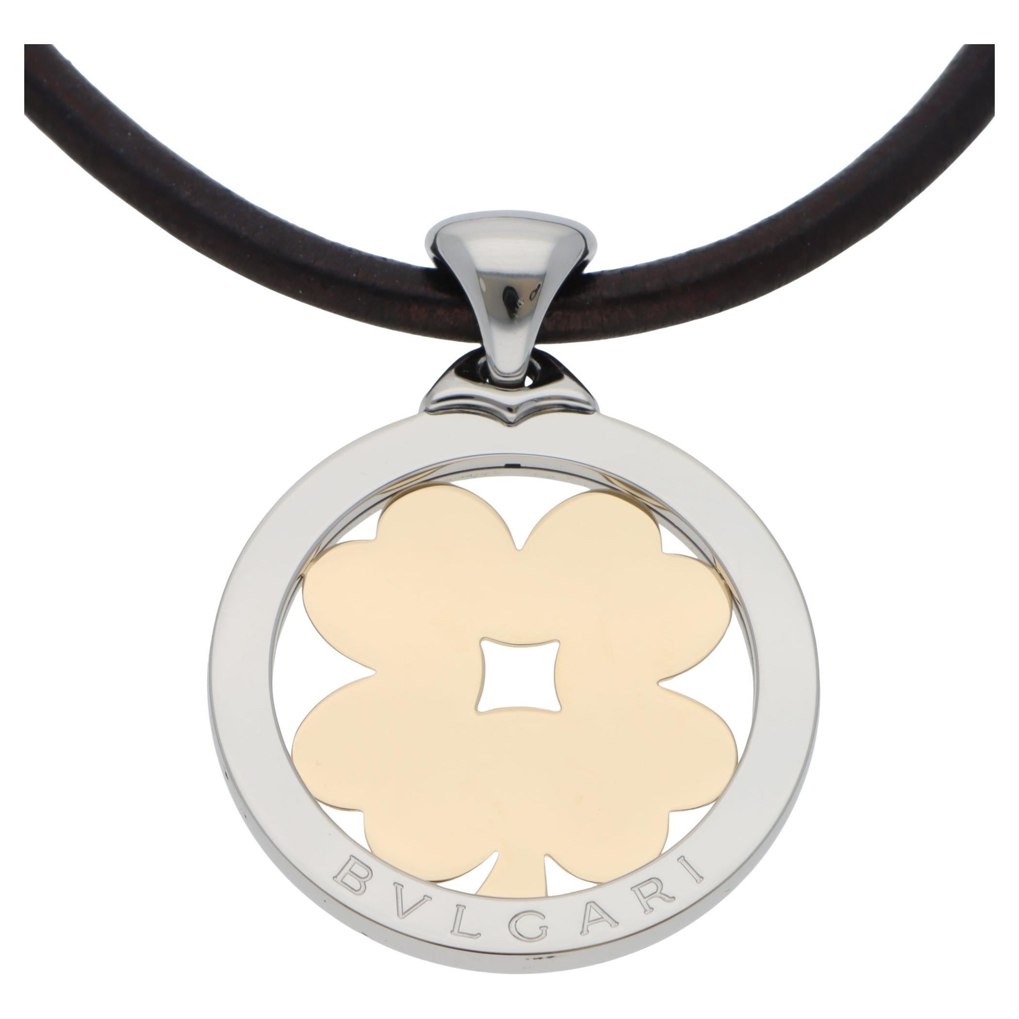 Vintage Bulgari Tondo Kleeblatt Anhänger Halskette