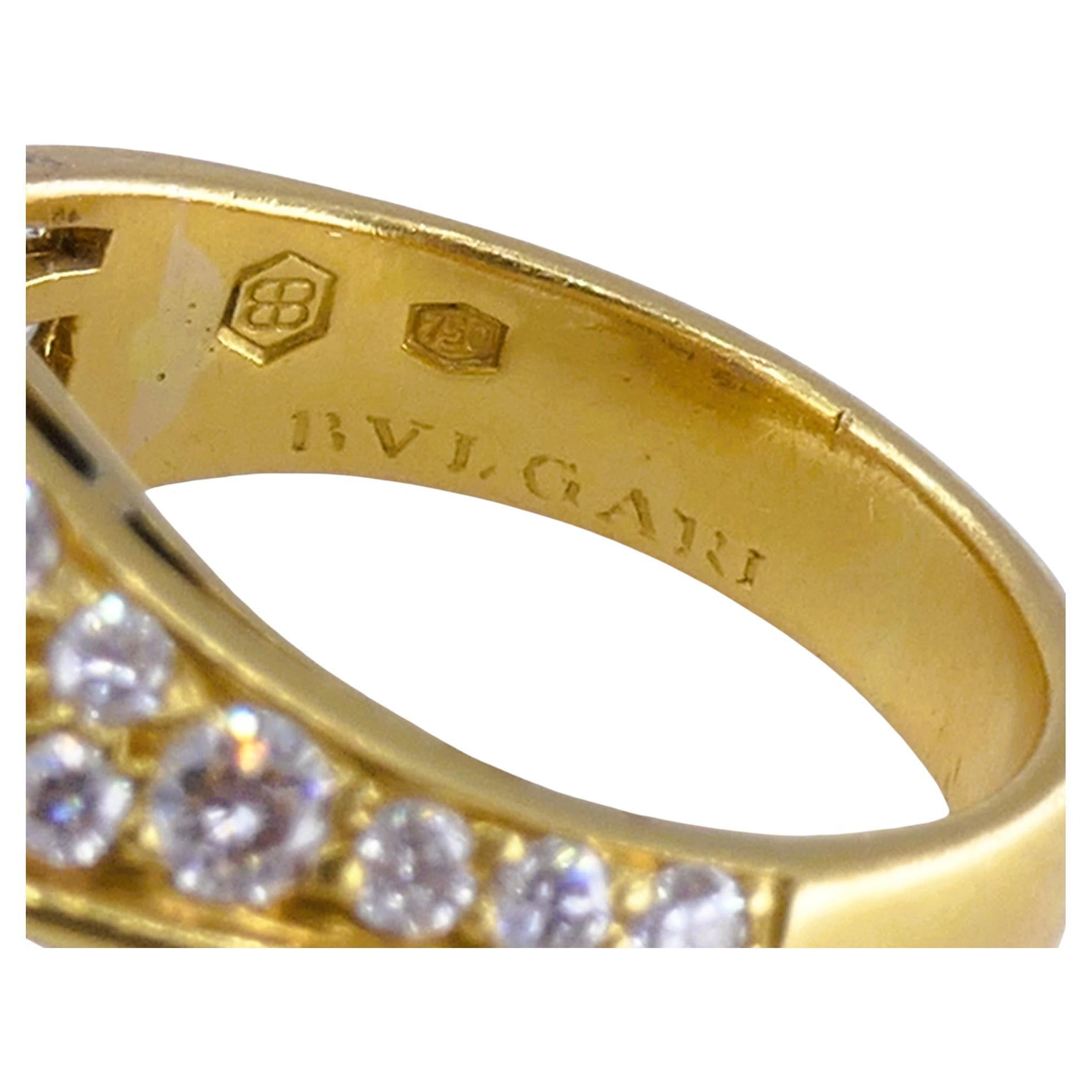Vintage Bulgari Trombino Ring Sapphire Diamond Gold 18k Estate Jewelry In Good Condition For Sale In Beverly Hills, CA