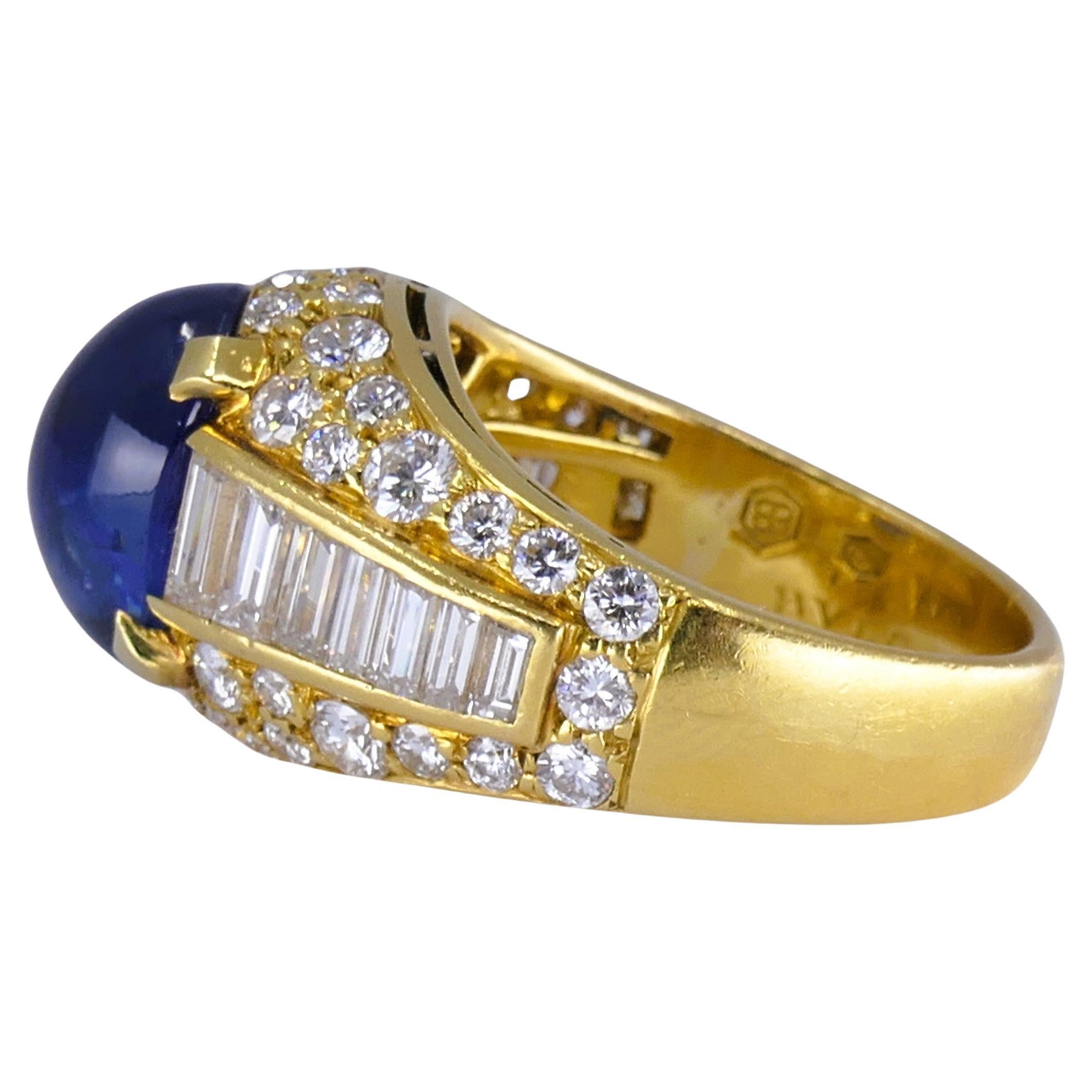Vintage Bulgari Trombino Ring Sapphire Diamond Gold 18k Estate Jewelry For Sale 2