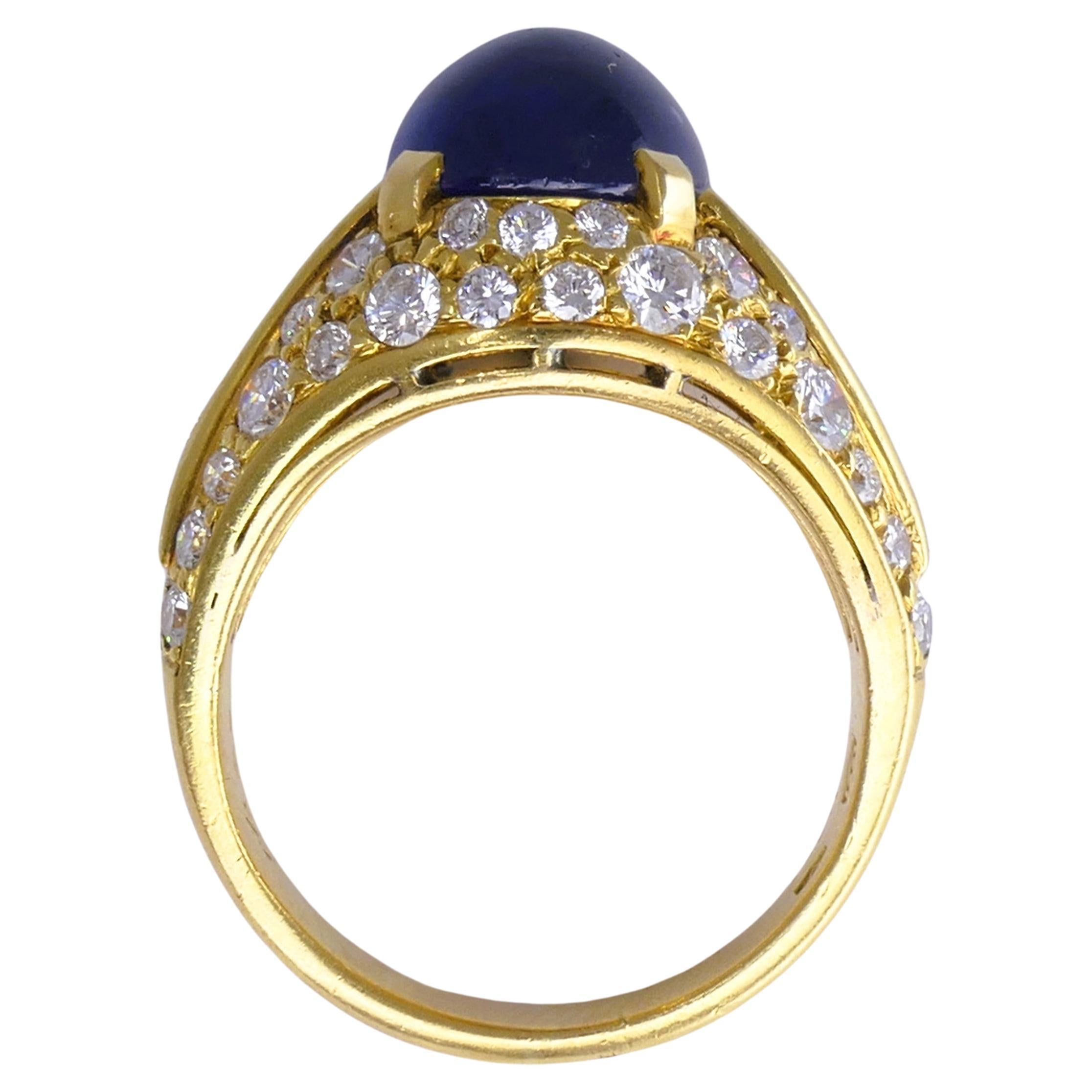 Vintage Bulgari Trombino Ring Sapphire Diamond Gold 18k Estate Jewelry For Sale 3