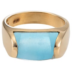 Vintage Bulgari Tronchetto Ring in 18k Yellow Gold with Blue Topaz