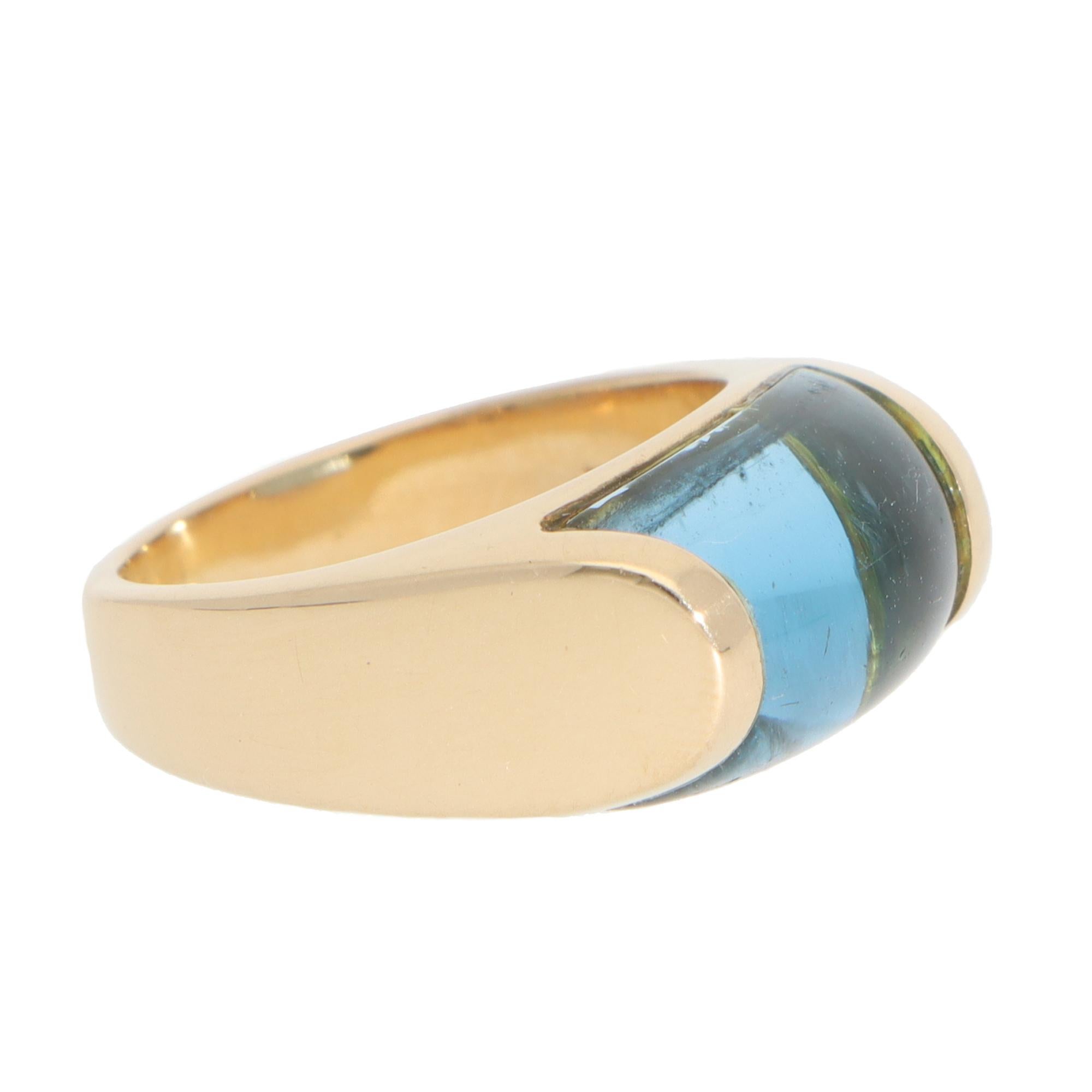 Vintage Bulgari Tronchetto Topaz Ring in Yellow Gold In Good Condition For Sale In London, GB