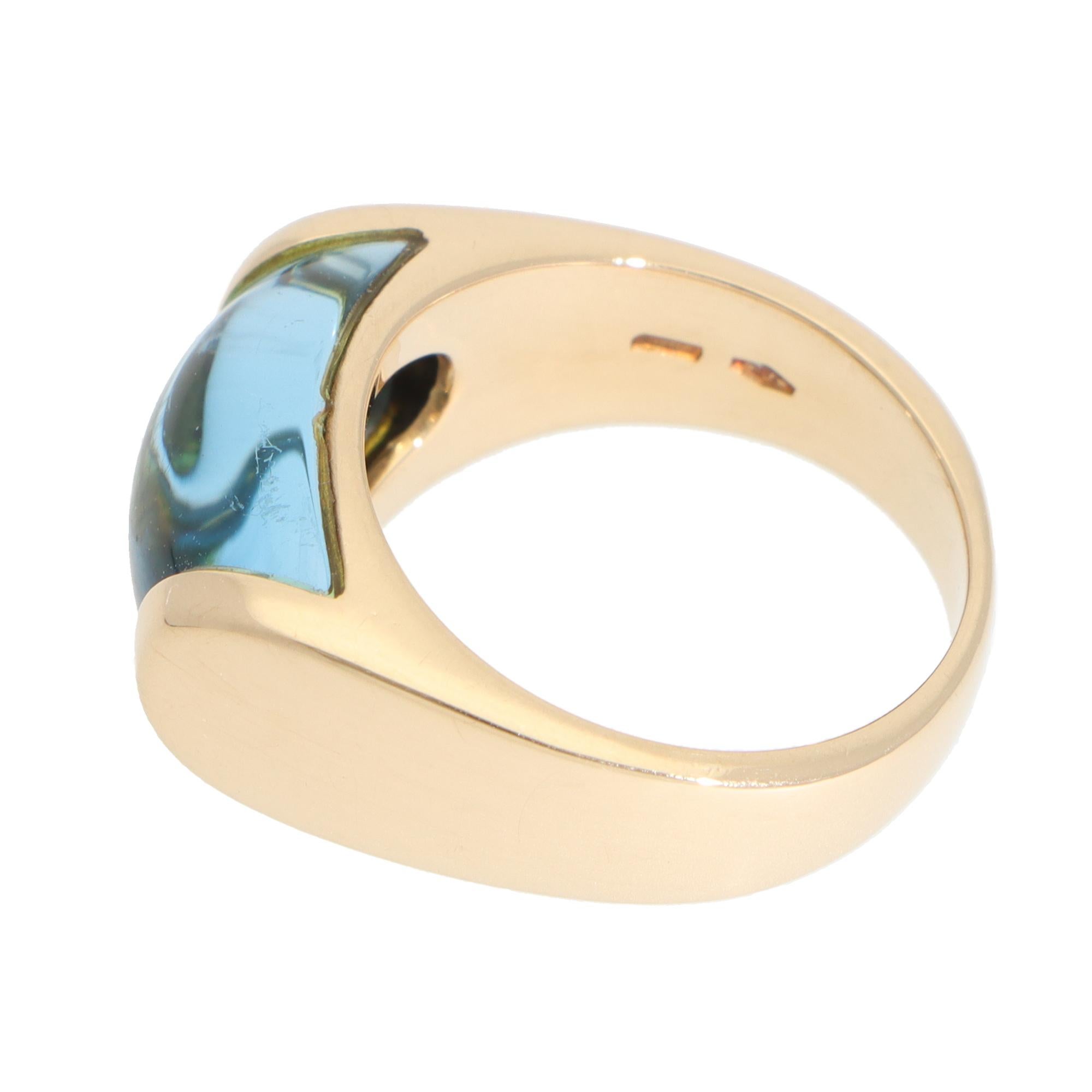 Women's or Men's Vintage Bulgari Tronchetto Topaz Ring in Yellow Gold For Sale