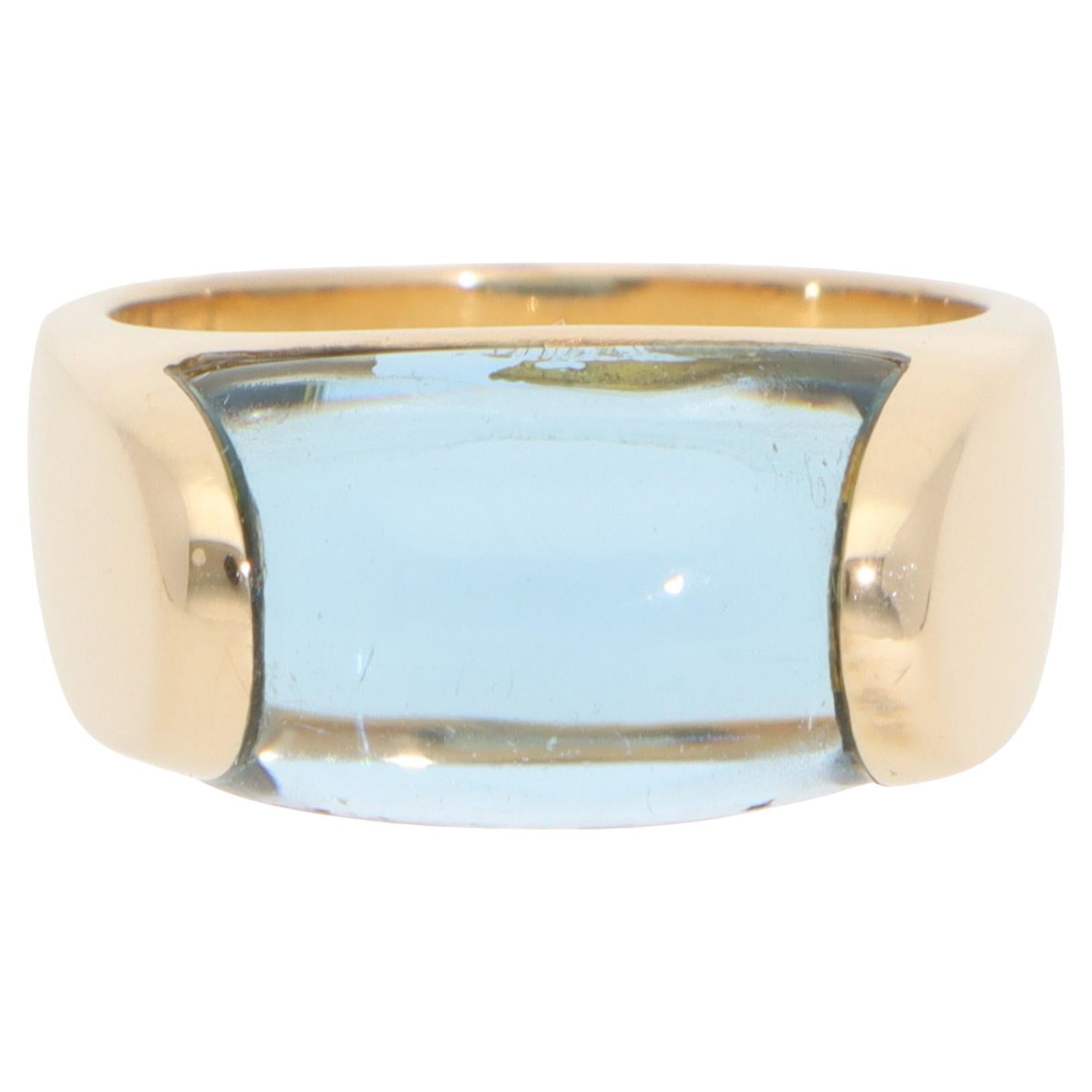 Vintage Bulgari Tronchetto Topaz Ring in Yellow Gold