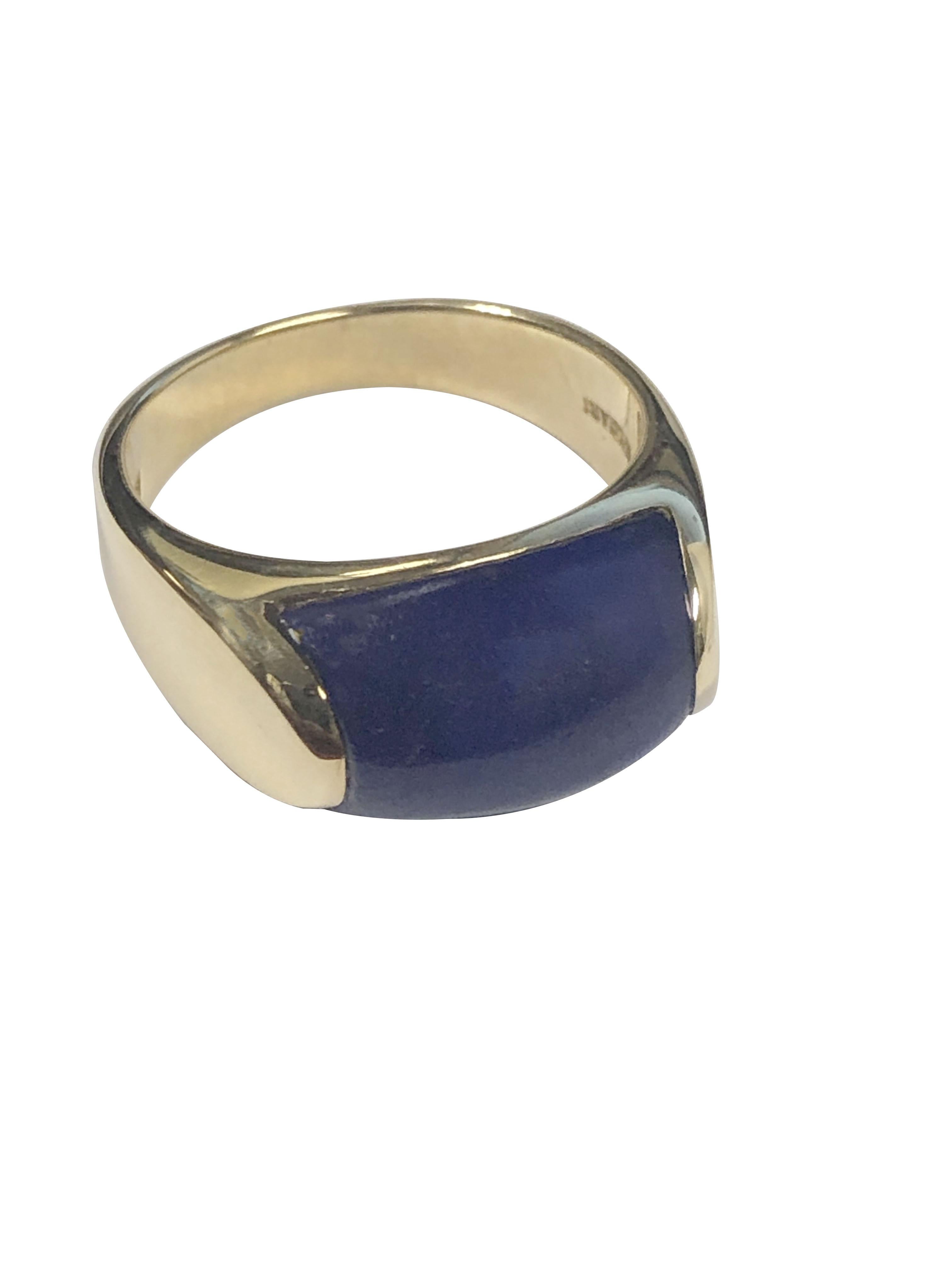 For Sale:  Vintage Bulgari Tronchetto Yellow Gold Lapis Ring 3