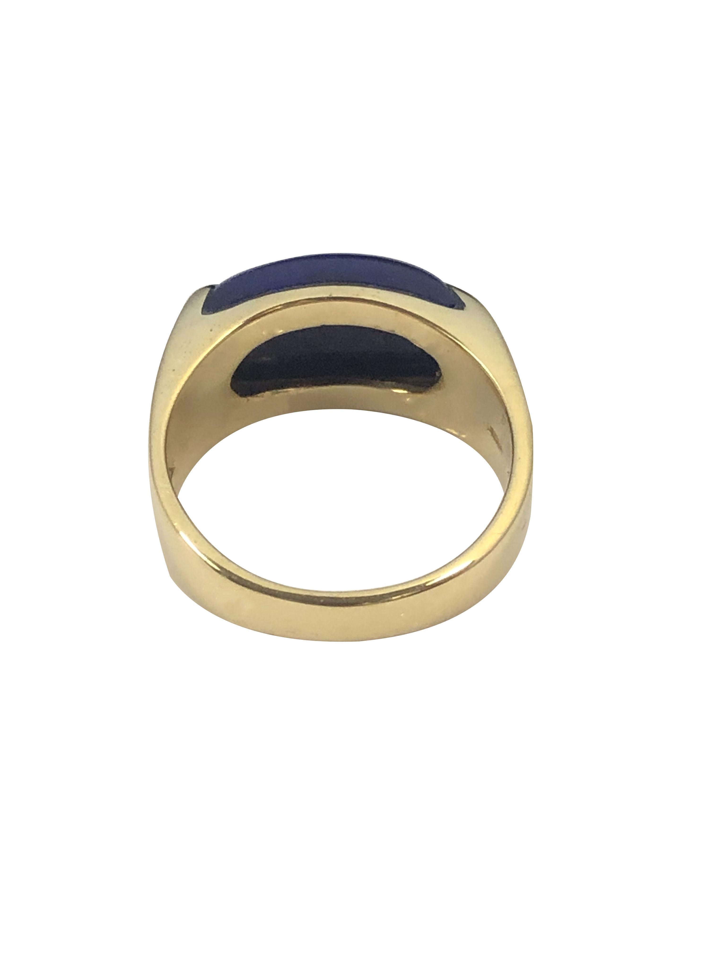 For Sale:  Vintage Bulgari Tronchetto Yellow Gold Lapis Ring 4