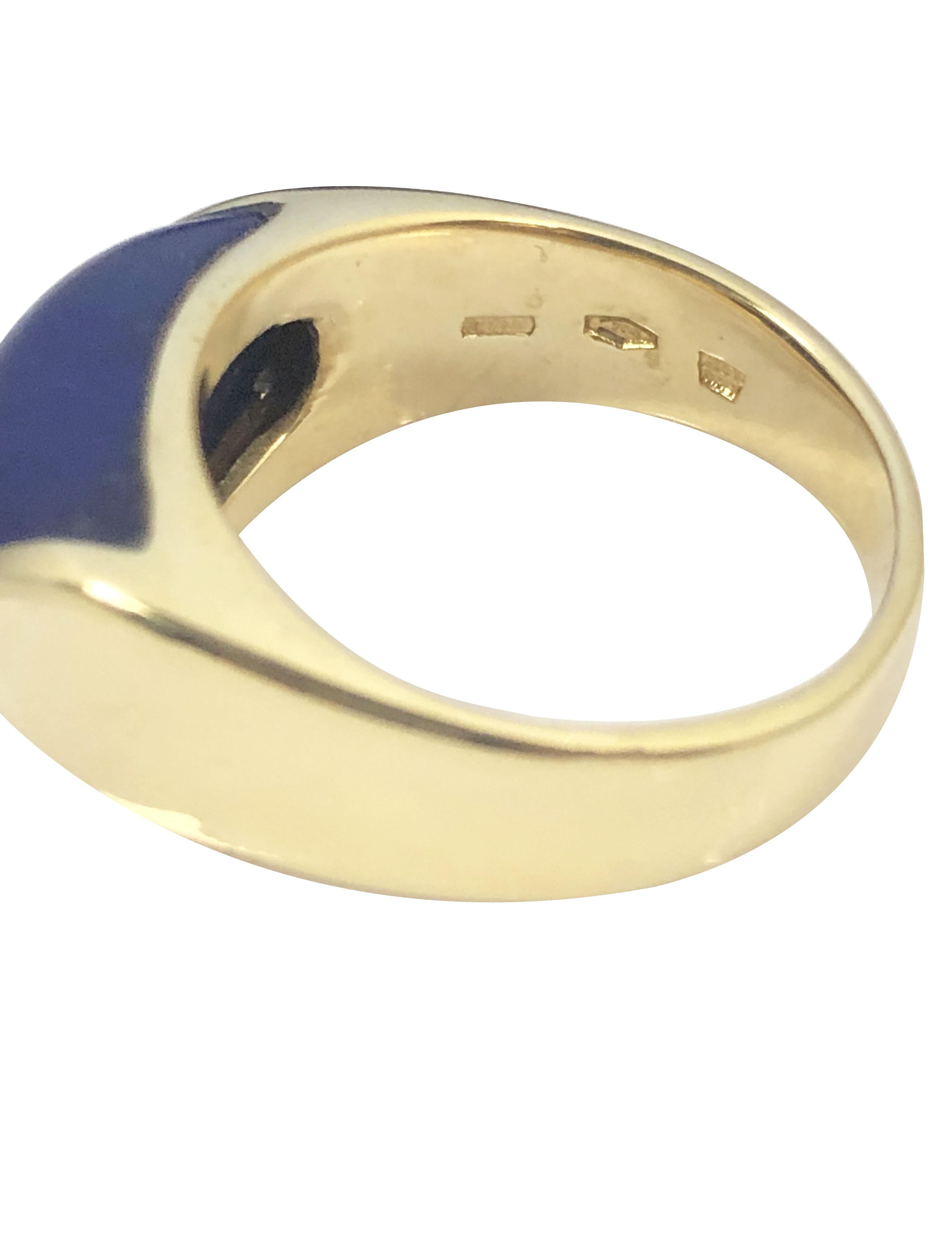 For Sale:  Vintage Bulgari Tronchetto Yellow Gold Lapis Ring 5