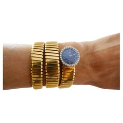 Vintage Bulgari Tubogas Bracelet with Movado Diamond Watch