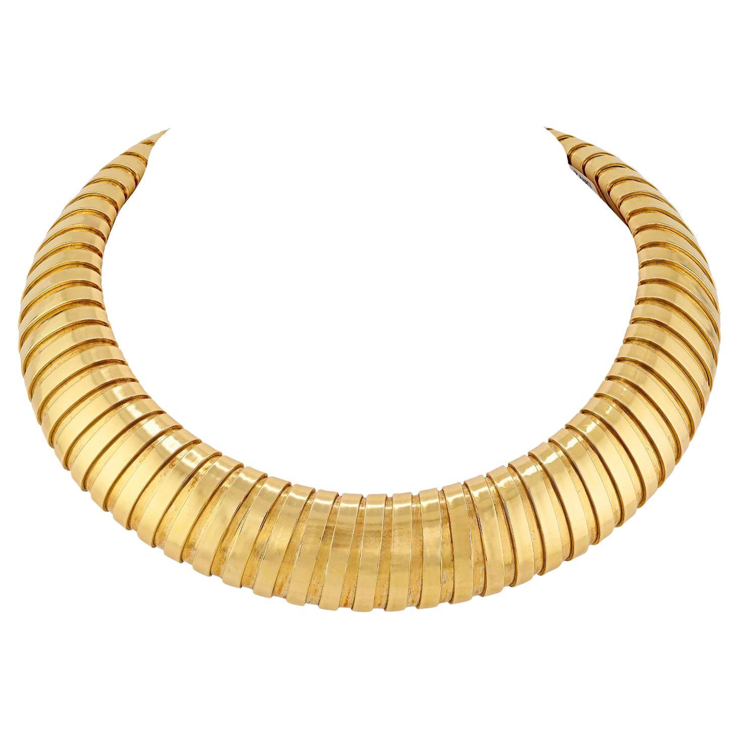Vintage Bulgari 'Tubogas' Choker Necklace in 18kt Gold