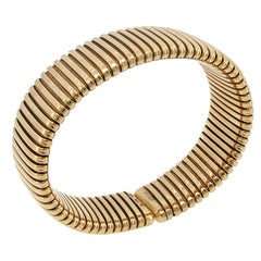 Vintage Bulgari Tubogas Cuff bracelet 18K Yellow Gold by Carlo Weingrill