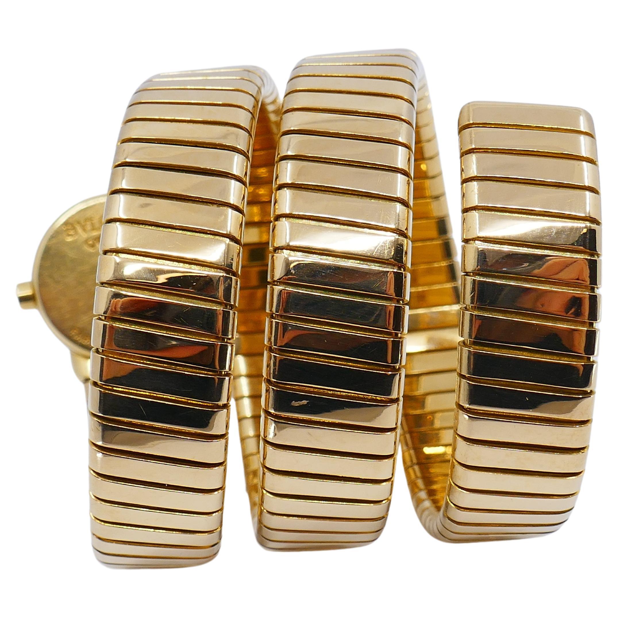 Vintage Bulgari Tubogas Gold Wrap Watch In Excellent Condition In Beverly Hills, CA