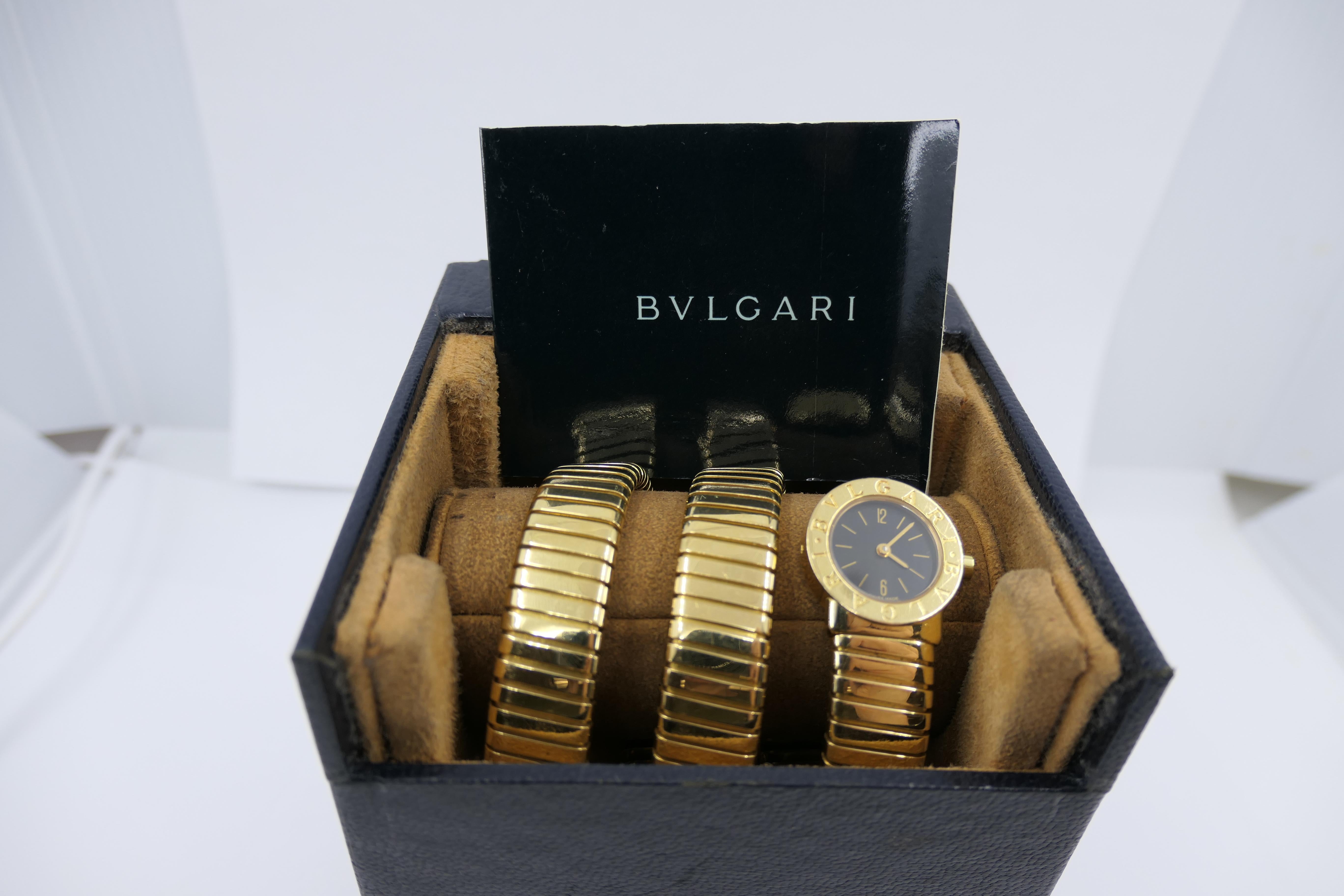Vintage Bulgari Tubogas Gold Wrap Watch Original Box For Sale 6