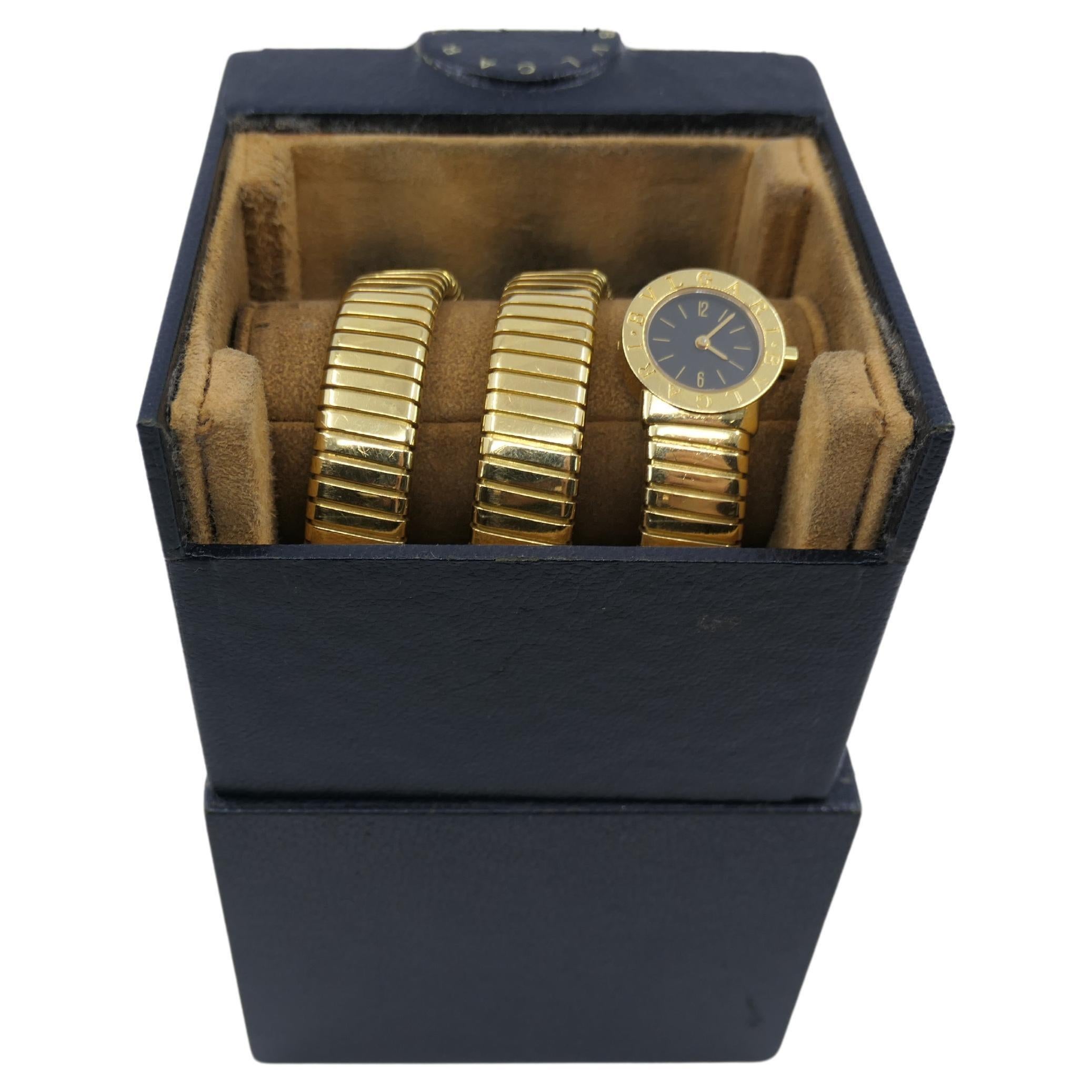 Bulgari Tubogas Montre enveloppante vintage en or, boîte d'origine en vente 5
