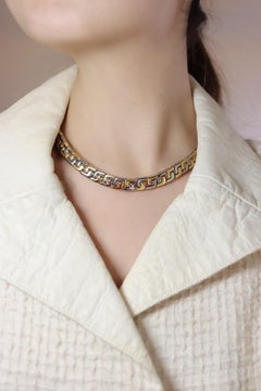 Vintage Bulgari Two Tone 18k Gold Geometric Collar Necklace