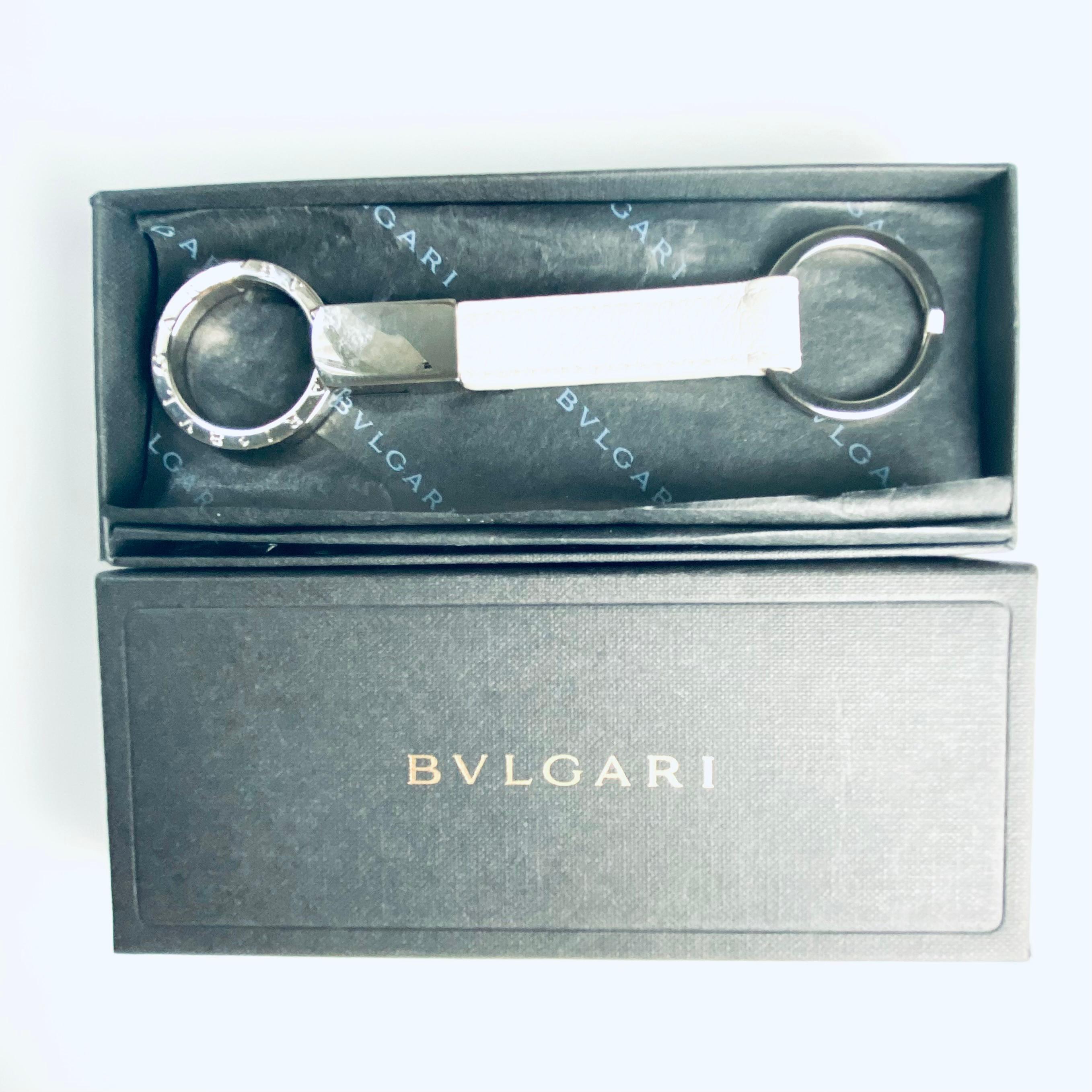 Femenino o masculino Llavero Vintage Bulgari de Piel Blanca Modelo 22234 en venta