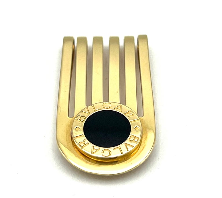 Vintage Bulgari Yellow Gold and Onyx Money Clip For Sale at 1stDibs
