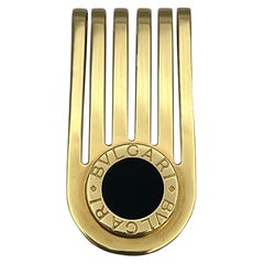 Vintage Bulgari Yellow Gold and Onyx Money Clip
