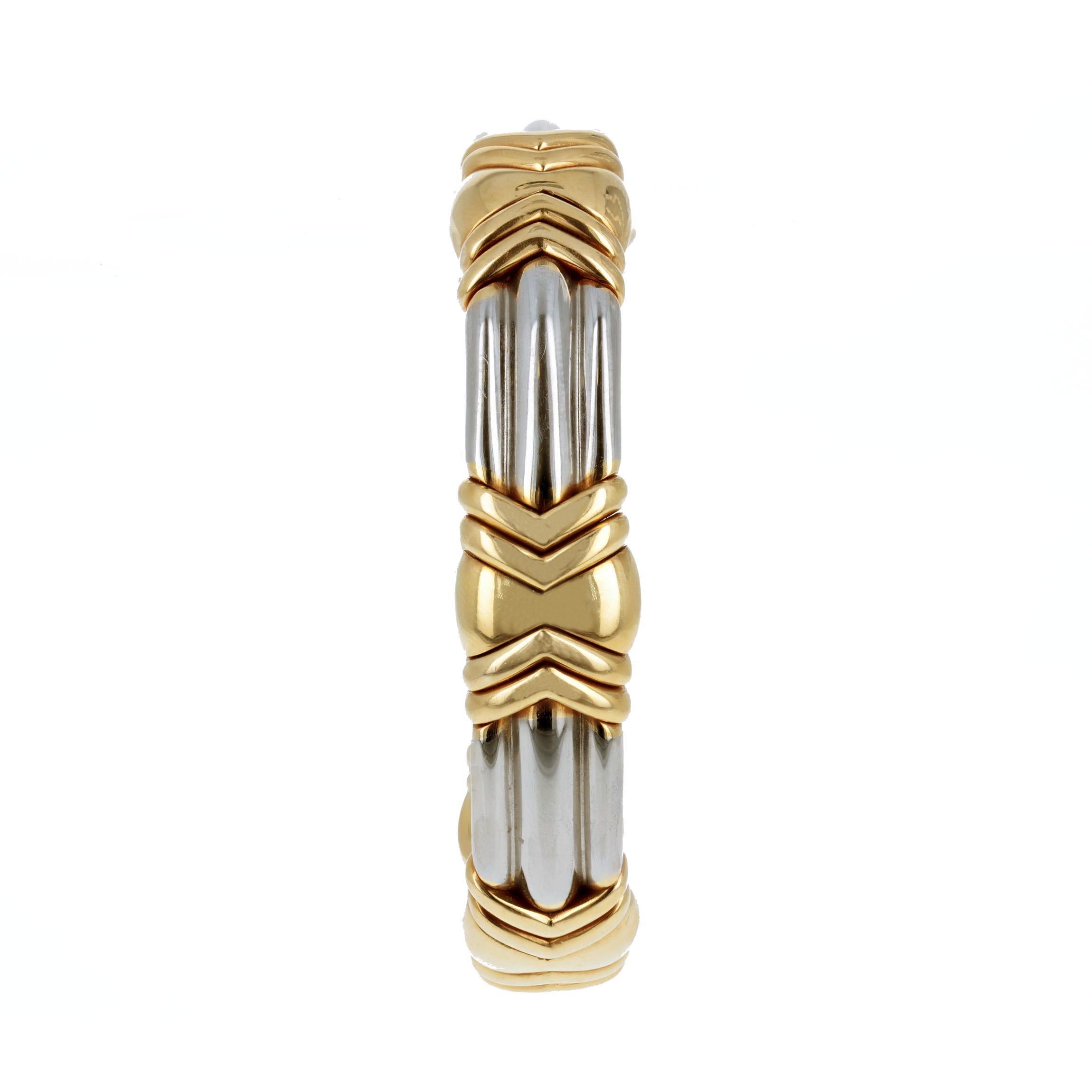 Contemporary Vintage Bulgari Yellow Gold and Steel Bracelet