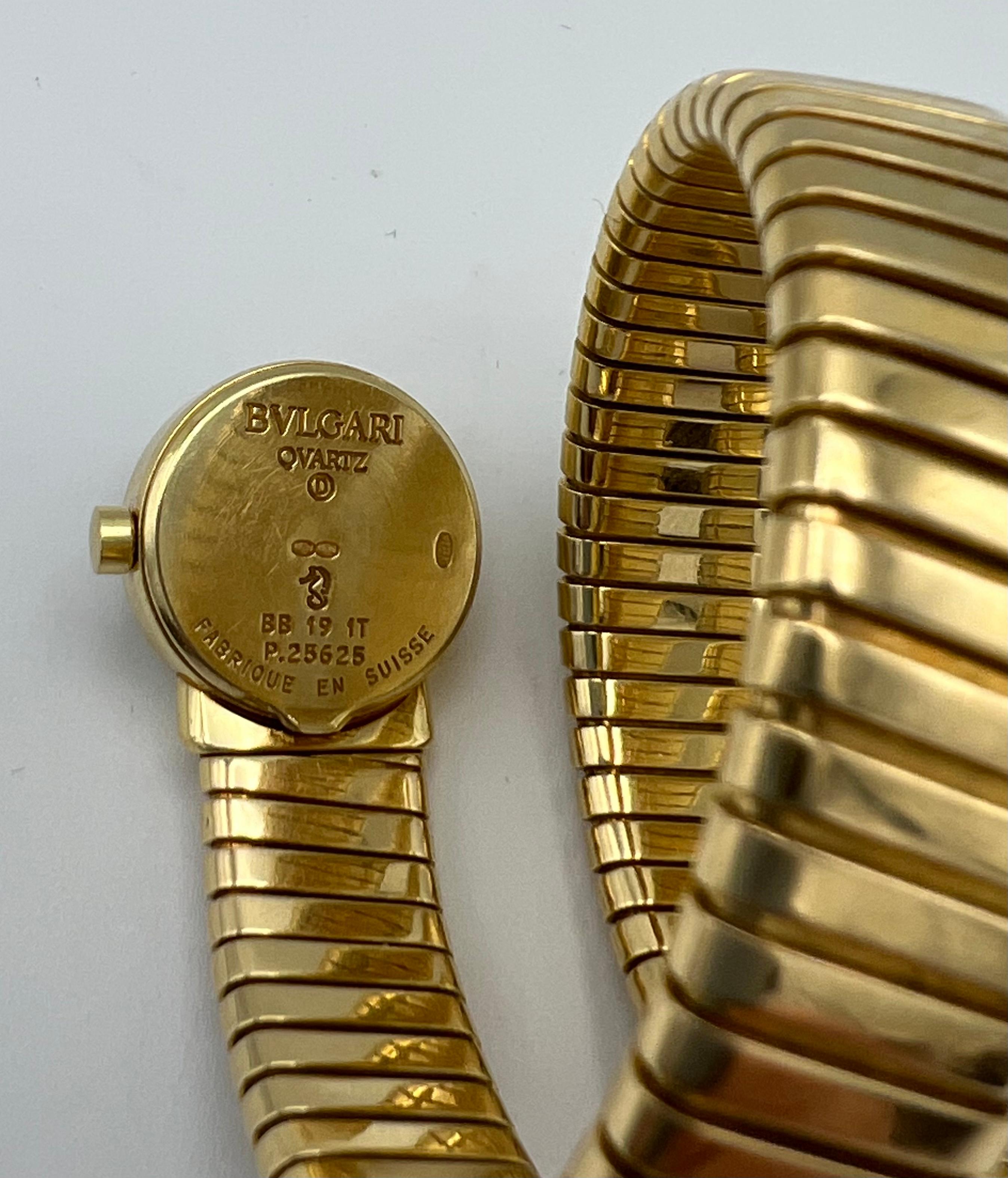 Vintage Bulgari Yellow Gold Black Dial Serpenti Tubogas Wrap Around Wrist Watch 4