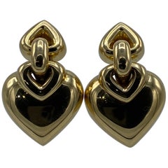 Vintage Bulgari Yellow Gold Heart Earrings