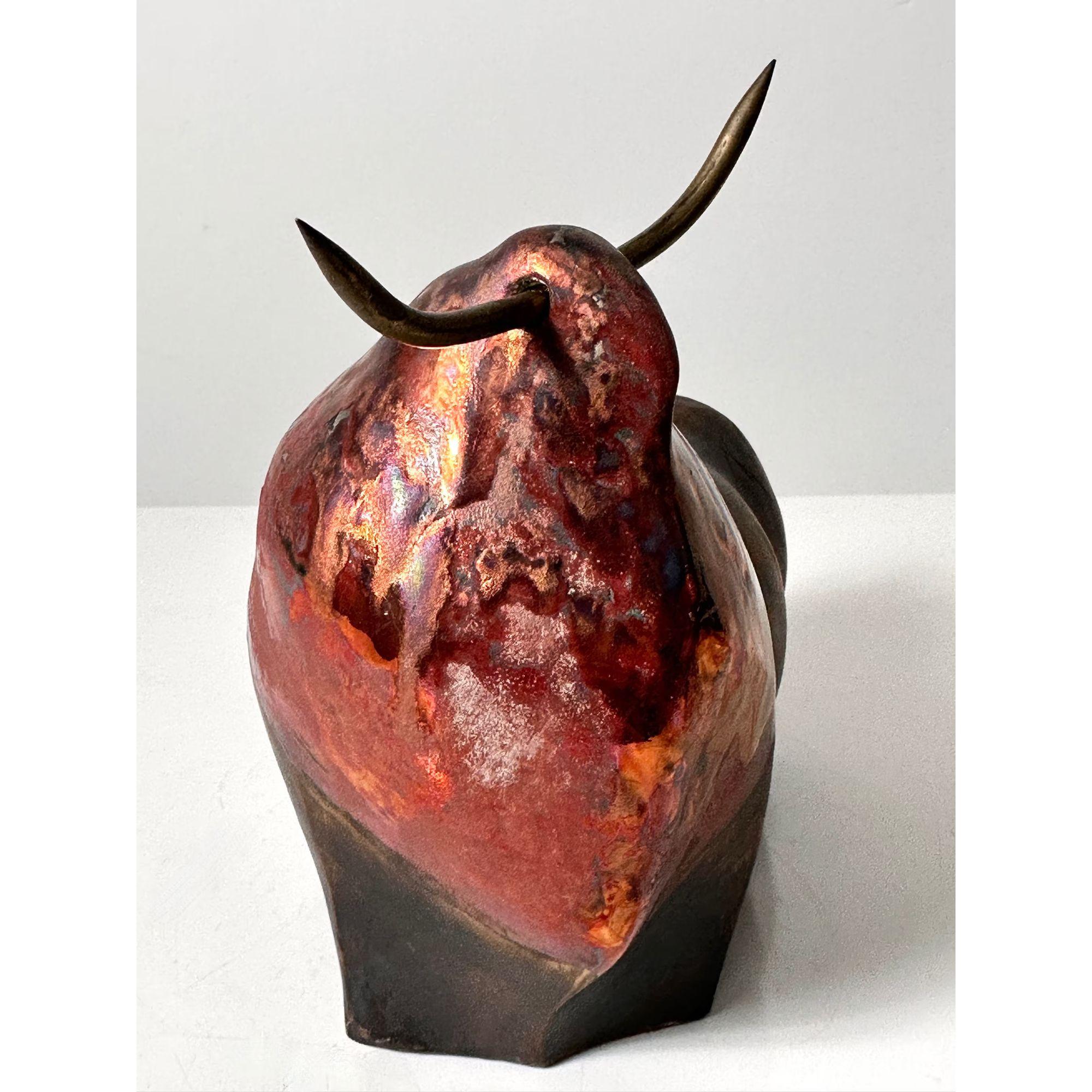 Vintage Bull Sculpture in Resin and Brass by Pedrin Pedro Rodriguez circa 1990s For Sale 3