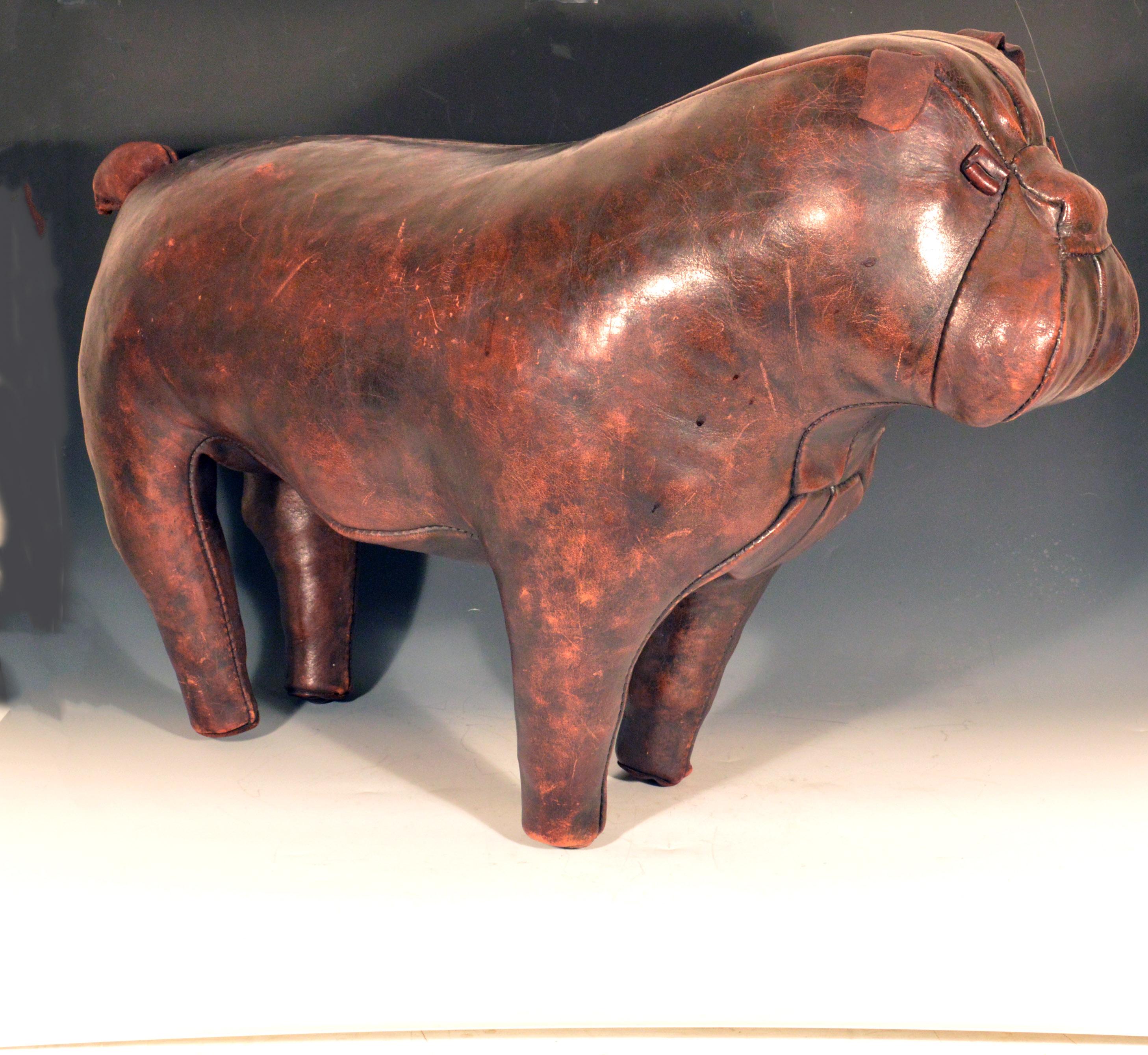 Vintage Bulldog Leather Ottoman, Dimitri Omersa for Abercrombie & Fitch, 1970s 3