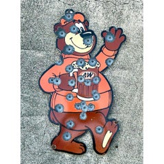 Vintage Bullet Hole Bear Wall Sculpture