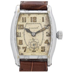 Vintage Bulova 14 Karat White Gold-Plated Watch, 1929