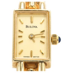 Vintage Bulova 14K Gold Ladies Swiss Quartz Watch Ref. 95T23