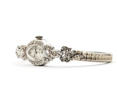 Vintage Bulova 23 Jewel Diamond Watch in 14K White Gold & Stainless Steel