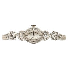 Vintage Bulova 23 Jewel Diamond Watch in 14K White Gold & Stainless Steel