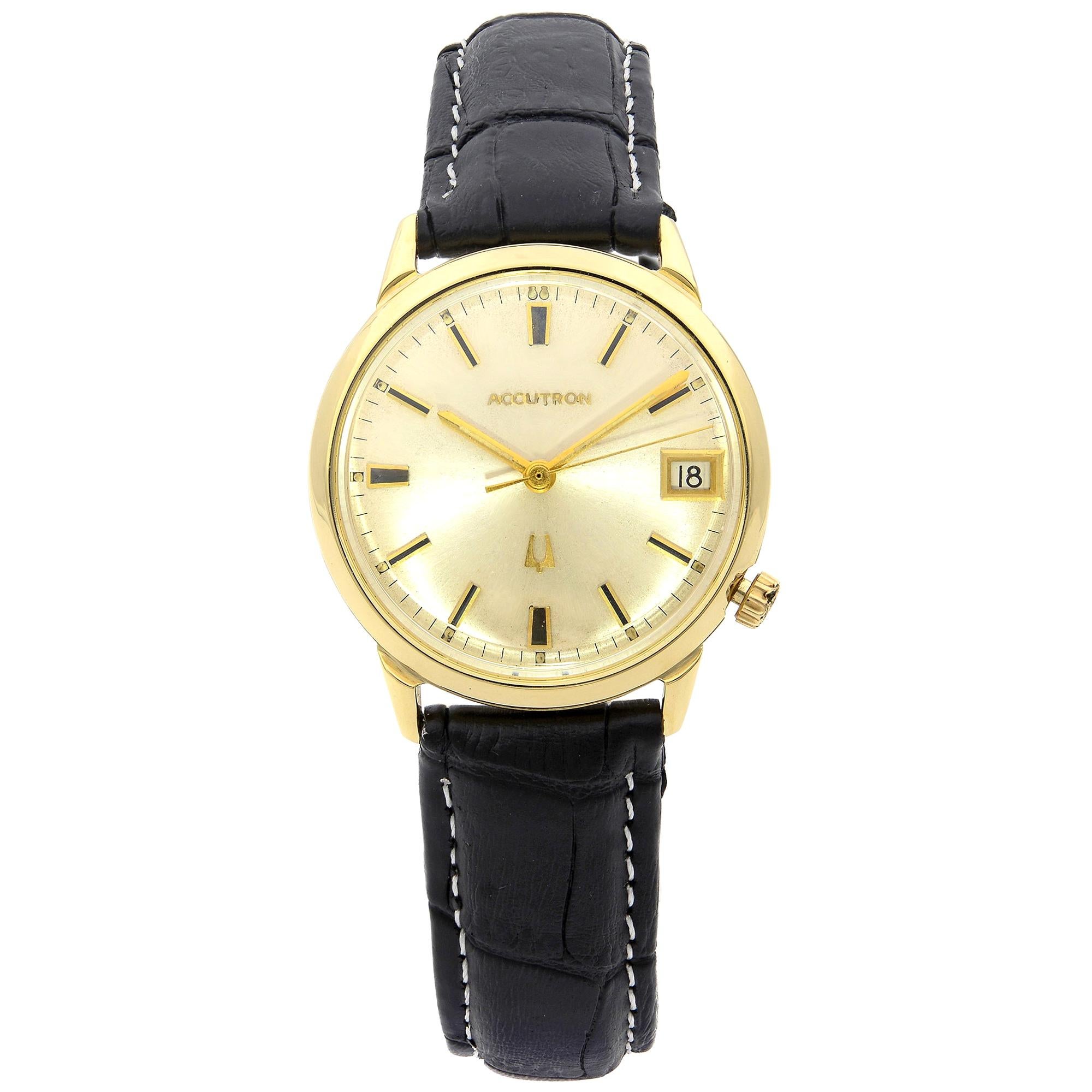Vintage Bulova Accutron 14 Karat Yellow Gold Quartz Men's Watch
