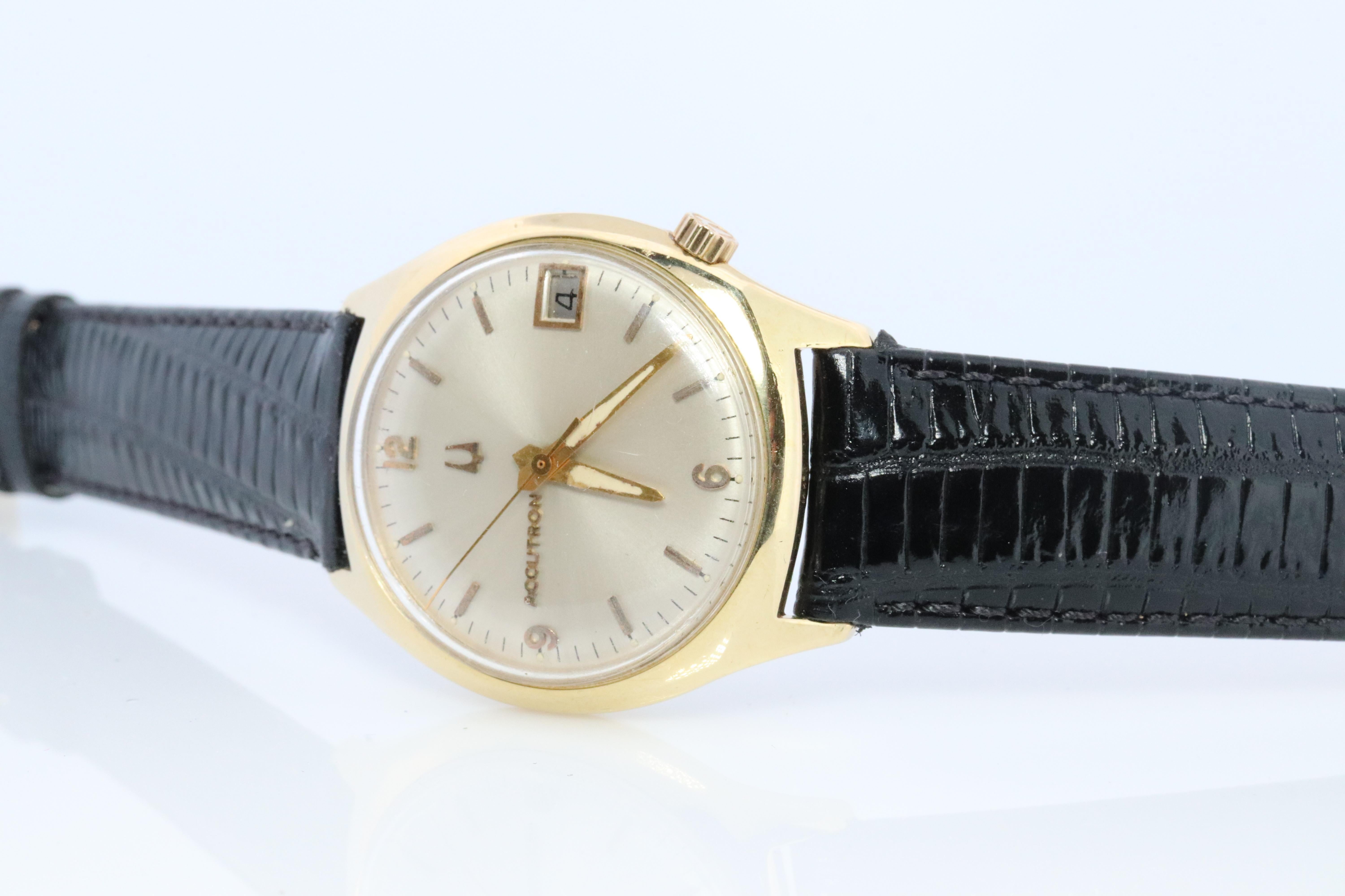 Vintage BULOVA Accutron M6 Vintage Uhr. 14k Gelbgold Bulova Accutron Electric. im Zustand „Gut“ im Angebot in Port Charlotte, FL