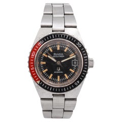 Vintage Bulova Accutron Snorkel Stainless Steel Red/Black Bezel Women's Watch