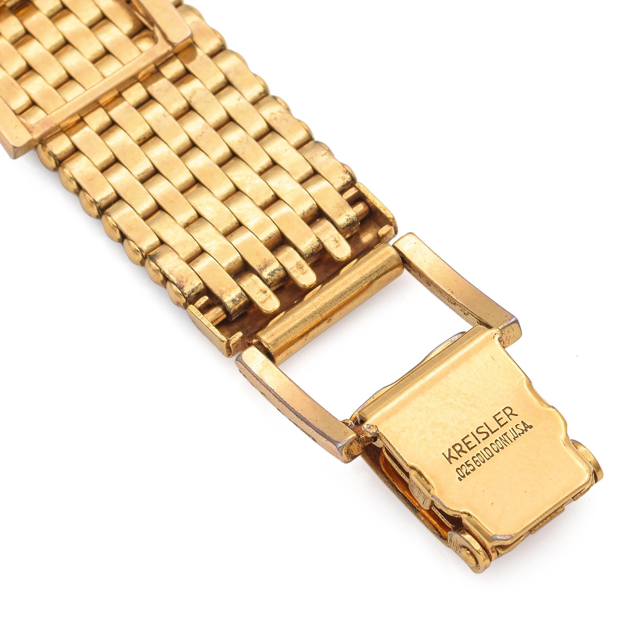 Vintage Bulova Art Deco 10K Gold Filled Tank Men's Watch w Kreisler Band 4