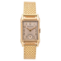 Vintage Bulova Art Deco 10K Gold Filled Tank Men's Watch w Kreisler Band