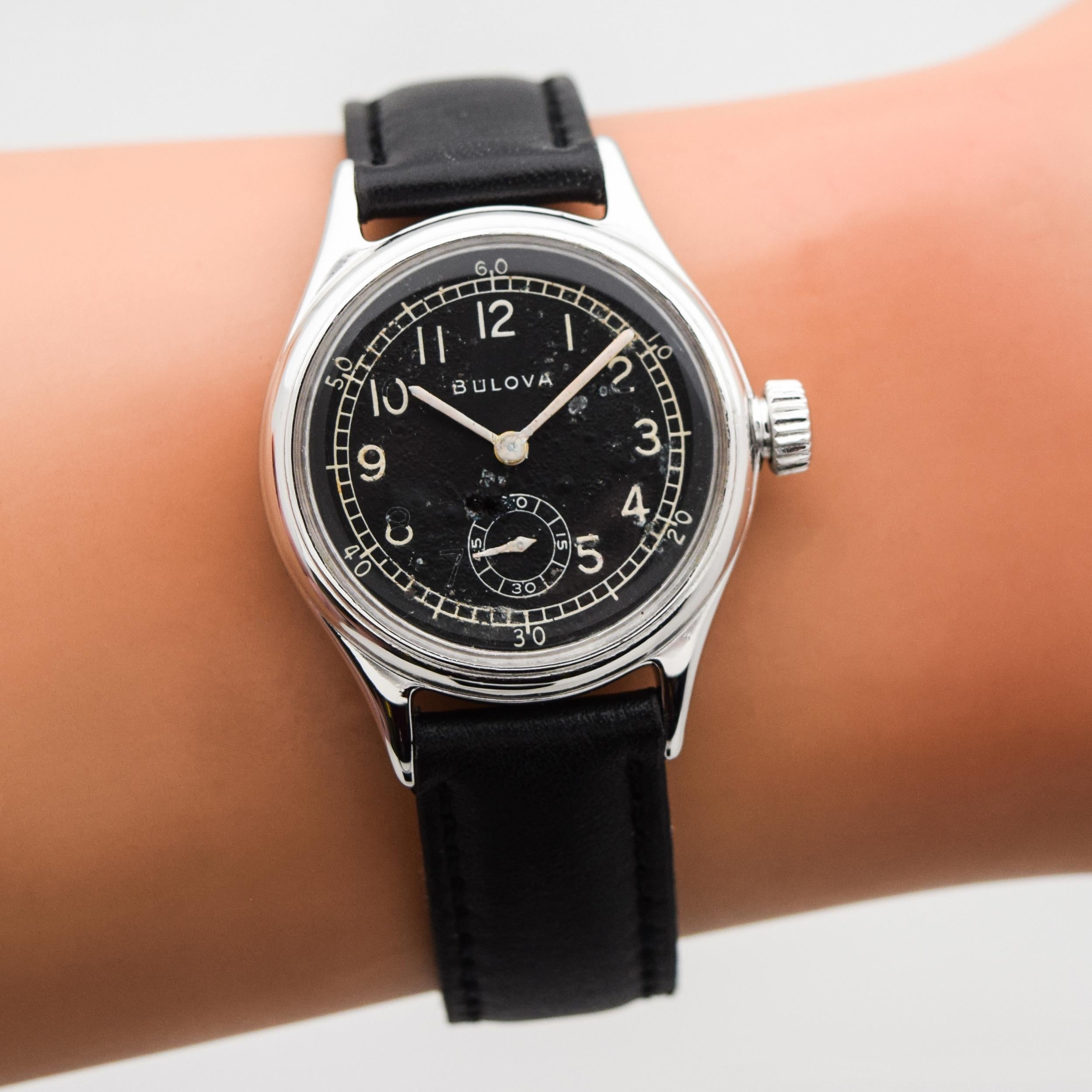 Vintage Bulova Military WWII-Era Chrome Watch, 1944 For Sale 1