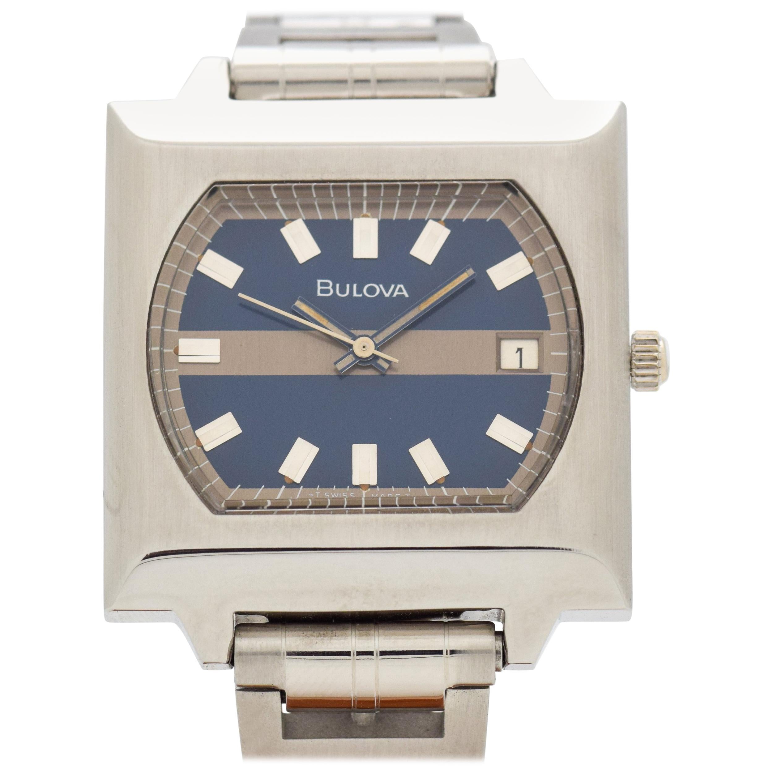 Vintage Bulova Reference T-3463 Square-Shaped Watch, 1973 For Sale