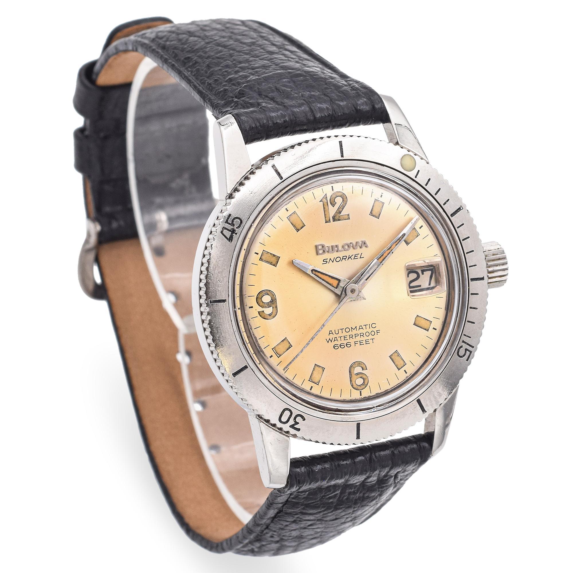 Reloj de hombre Vintage Bulova Snorkel 666 Feet Devil Diver en Bueno Estado en New York, NY
