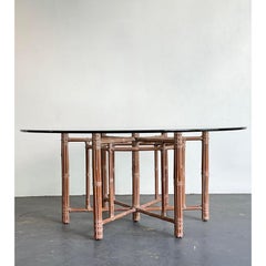 Vintage Bundled Rattan Dining Table After McGuire