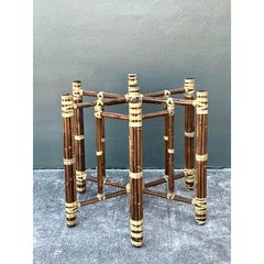 Vintage Bundled Rattan Dining Table Pedestal