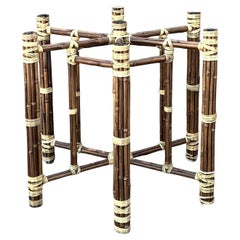 Vintage Bundled Rattan Dining Table Pedestal