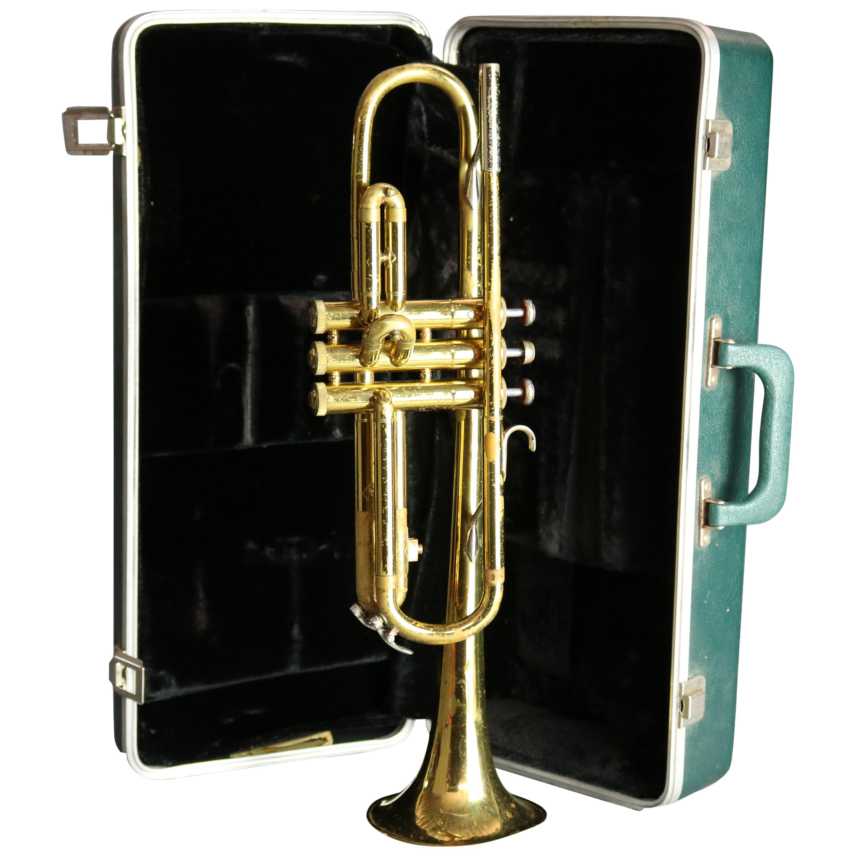 Vintage Bundy Brass Trumpet and Case, 20th Century