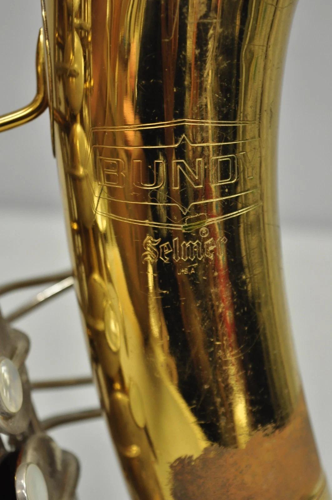 Vintage Bundy Selmer Messing Altsaxophon in Hartschalenkoffer w / Extras im Angebot 5